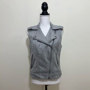 Philosophy Vest Jacket Womens Silver Full Zip Sleeveless Soft Zip Pockets Moto M
